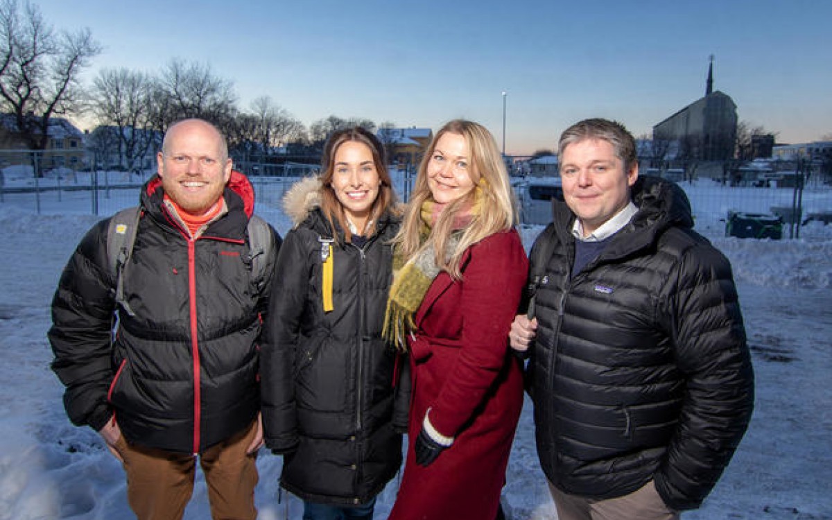 Fra venstre: Bjørn Vidar Vangelsteen (Nordlandsforskning), Karoline Nilssen, Marianne Bahr Simonsen og Harald Østbø (Iris produksjon). Foto: Per-Inge Johnsen